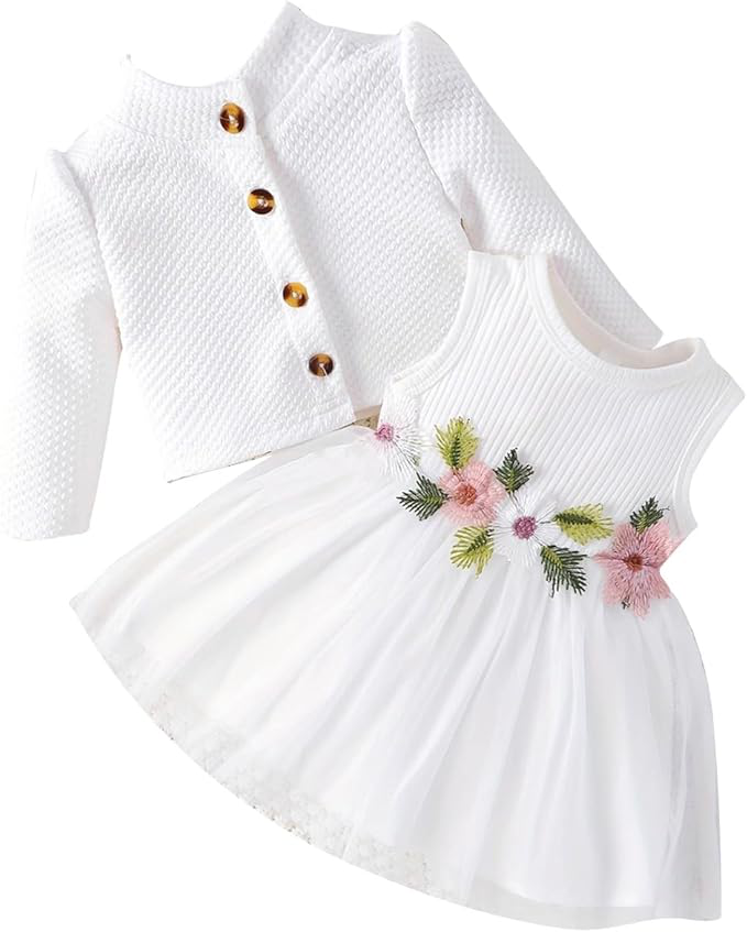 Rochie florală pentru fetiță cu cardigan